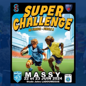 Le 22 et 23 juin, Massy et Ris-Orangis accueillent les finales A et B du Super Challenge de France.
L'occasion pour les jeunes de l'entente Dourdan-Etampes et du RCP Elven de disputer ce tournoi avec Massy et Vannes, grâce à la règle des doubles licences.
Témoignage !